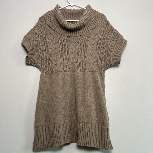 Banana Republic Womens Wool Cotton Cable Knit Turtleneck Sweater Beige Sz XL - Picture 1 of 13